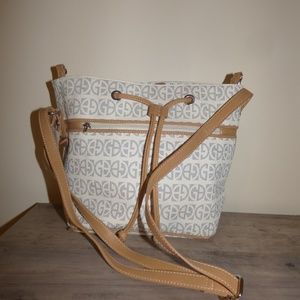 Giani Bernini Block Signature Bucket Bag, Ivory